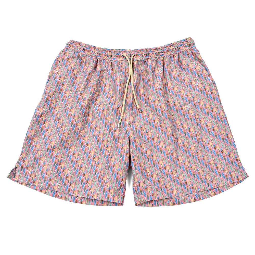 Peter Millar‎ Board Shorts Mens 2XL Pink Swim Trunks Allover Graphic Lined Surf